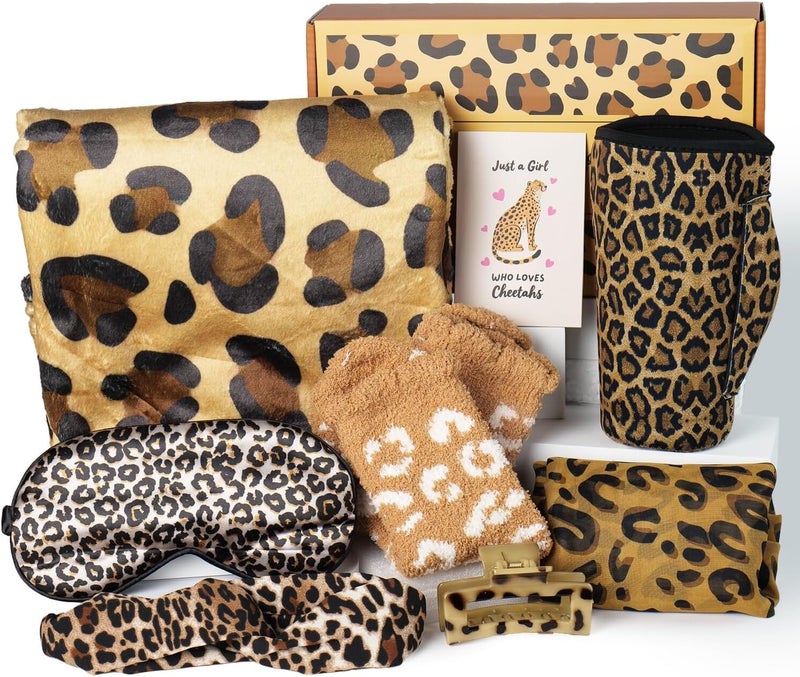Ithmahco Cheetah Print Gifts for Women, Leopard Print Get Well Gifts for Women, Birthday Care Package Cheetah Gift Ideas for Woman Mom Friends, Self Care Leopard Gift Baskets for Valentines Day Galentines Day - Image 1
